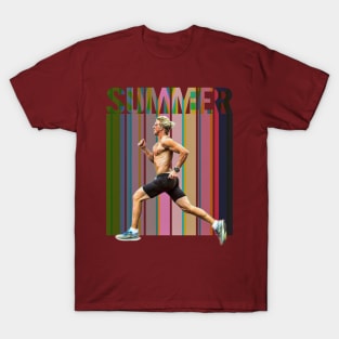 SUMMER (sprinter running against color stripes) T-Shirt